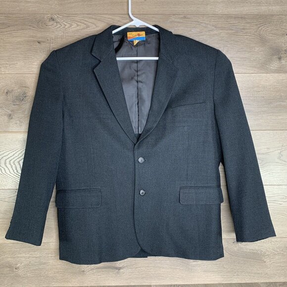 Habands Gold Coast Mens 44s Black Suit Jacket Sport Coat 2 Button Polyester - Picture 2 of 10